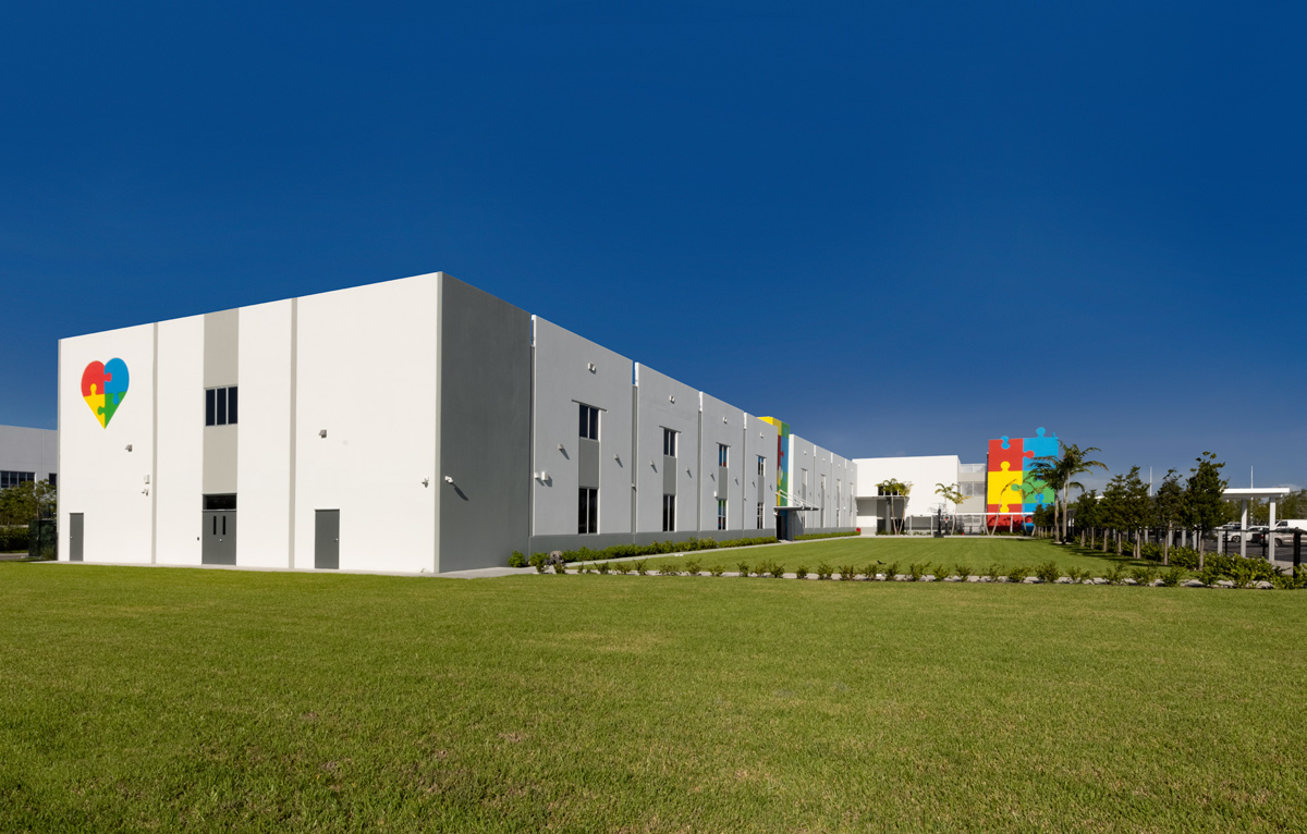 Architectural view of the South Florida Autism Charter School  in Miami FL.